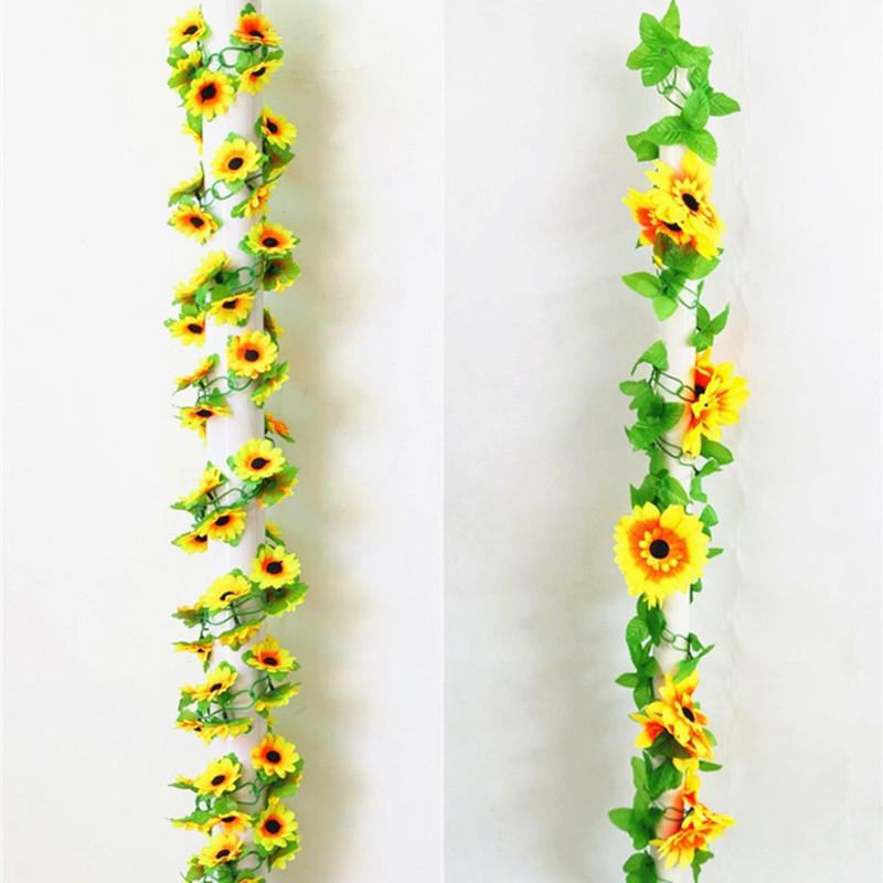 Simulated Small Sunflower Green Plant Flower Vine Flower Lotus Rattan Roof Wall Decoration Flower Strips Long String Sunflower Simulated Small Sunflower Green Plant Flower Vine Flower Lotus Rattan Roof Wall Decoration Flower Strips Long String Sunflower