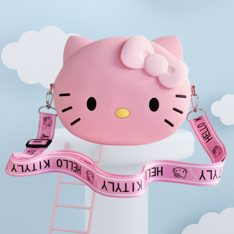 kt 캣헤드 실리콘 휴대폰 가방 핑크 (안감있음)