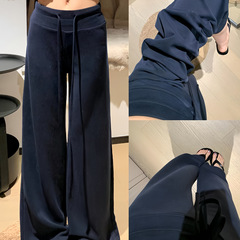 运动裤子女秋季2025新款高腰垂感显瘦卫裤宽松直筒阔腿裤
