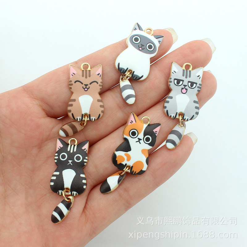 クロスボーダー diy ジュエリー アクセサリー漫画かわいい猫アクセサリー子猫動物日本の猫ペンダントキーホルダー|undefined