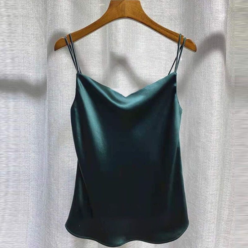 Summer New Style V-Neck Camisole for Women, Sleeveless, Loose Fit, Plus Size, Elegant, Age-Reducing Satin Top, Base Layer Tank Top for Women