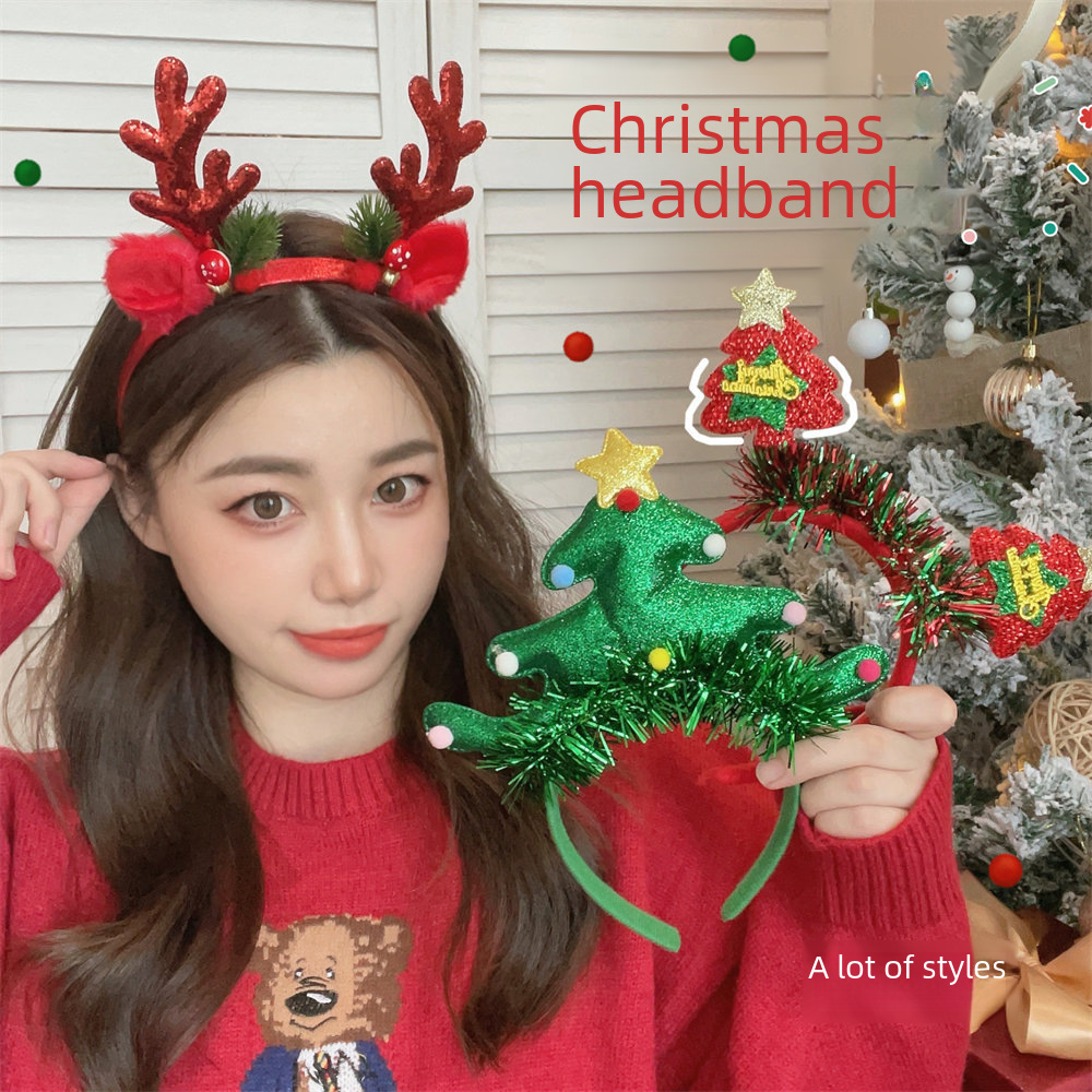 thumbnail image 1 of Diadema con tocado de Año Nuevo de otoño e invierno, linda y dulce diadema con forma de árbol de Año Nuevo para niña, accesorios para el cabello para vestir, 1 of 5