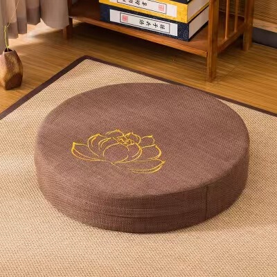 Lotus Embroidered Floor Cushion, Meditation Cushion for Sitting Cross-Legged, Round Meditation Cushion, Kneeling Cushion, Tatami Lazy Cushion