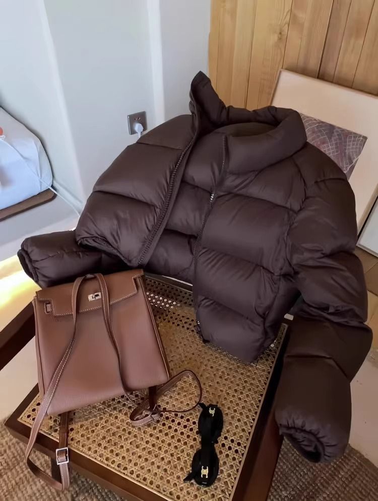 Short High-waisted Down Jacket For Petite Women Kendall Jenner Style_voghion.com
