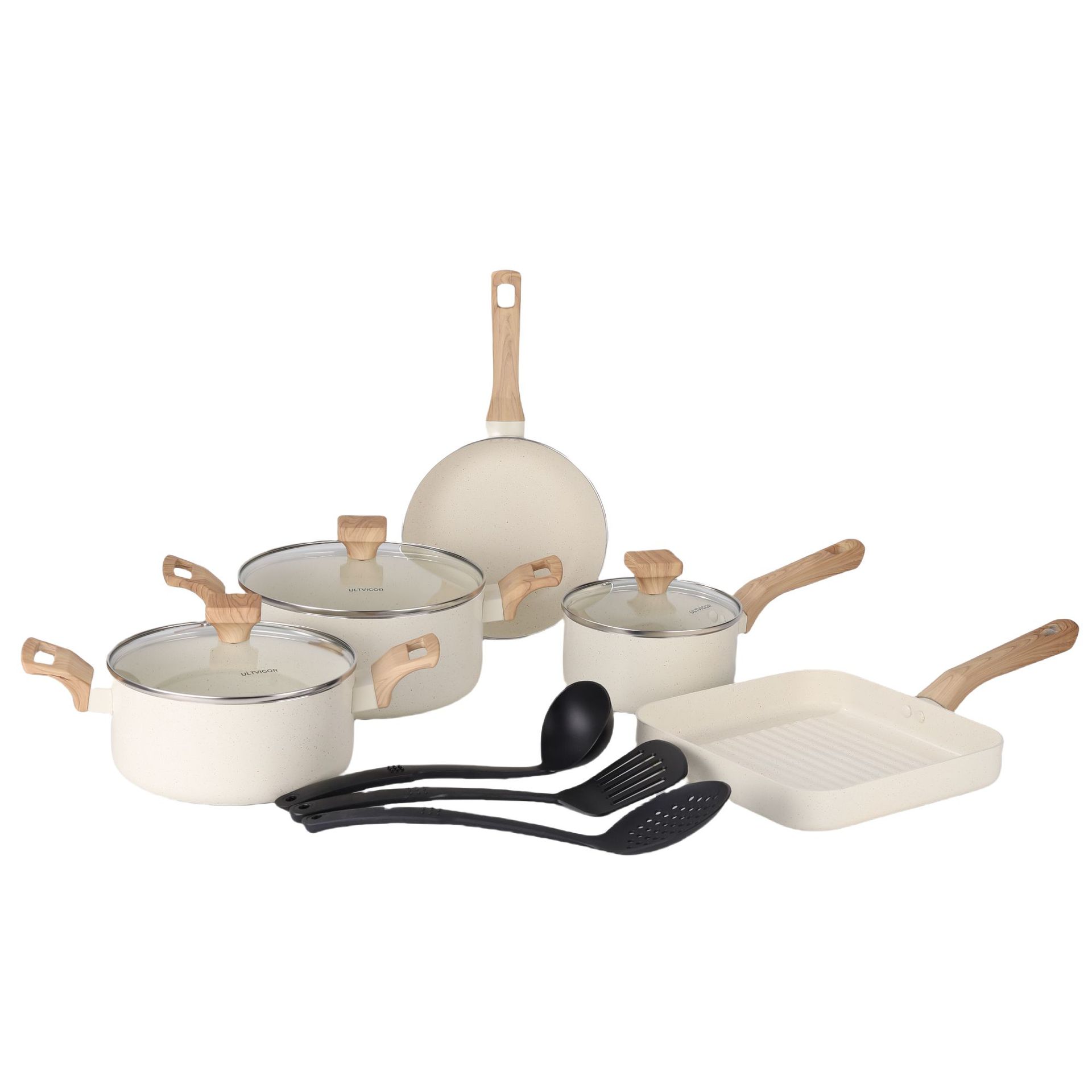 Juego de ollas de piedra médica doméstica de venta caliente transfronteriza, olla de aluminio, sartén antiadherente, wok, olla de sopa, olla de regalo comercial