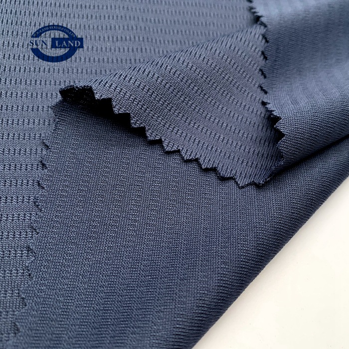 耐磨轻薄足球运动面料 速干防晒横条涤纶网眼UPF50防紫外全涤网眼