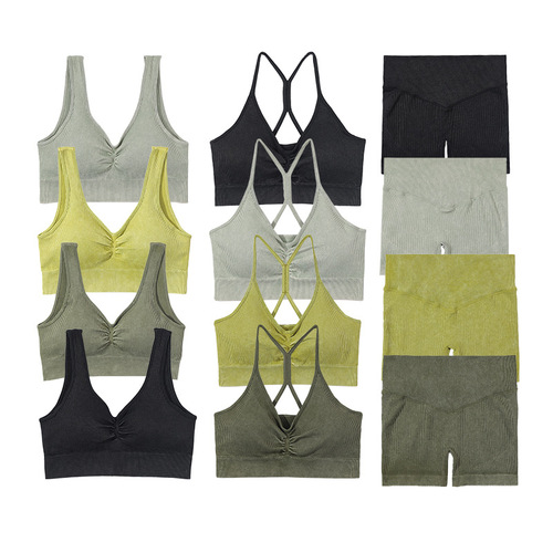 Cross-border bare feeling breathable yoga set women minimalist beauty back shockproof yoga set women high-waisted yoga set women