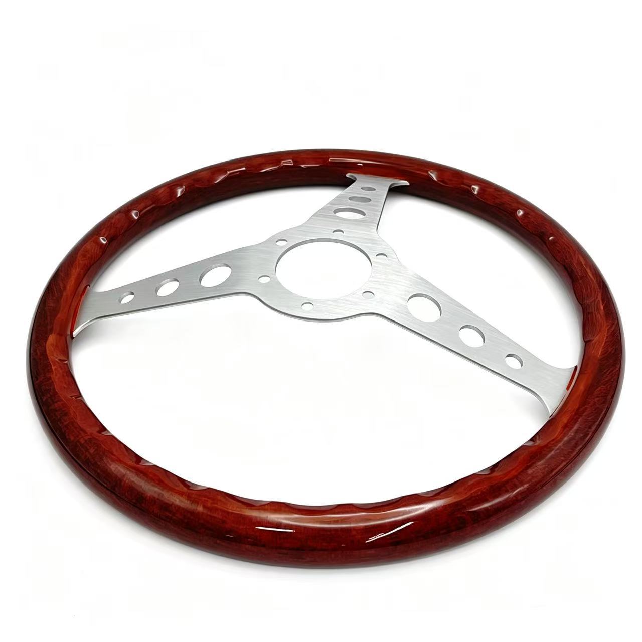 Momo Classic Retro Peach Wood Steering Wheel Modified for Competitive Racing, Universal 14inch Steering Wheel