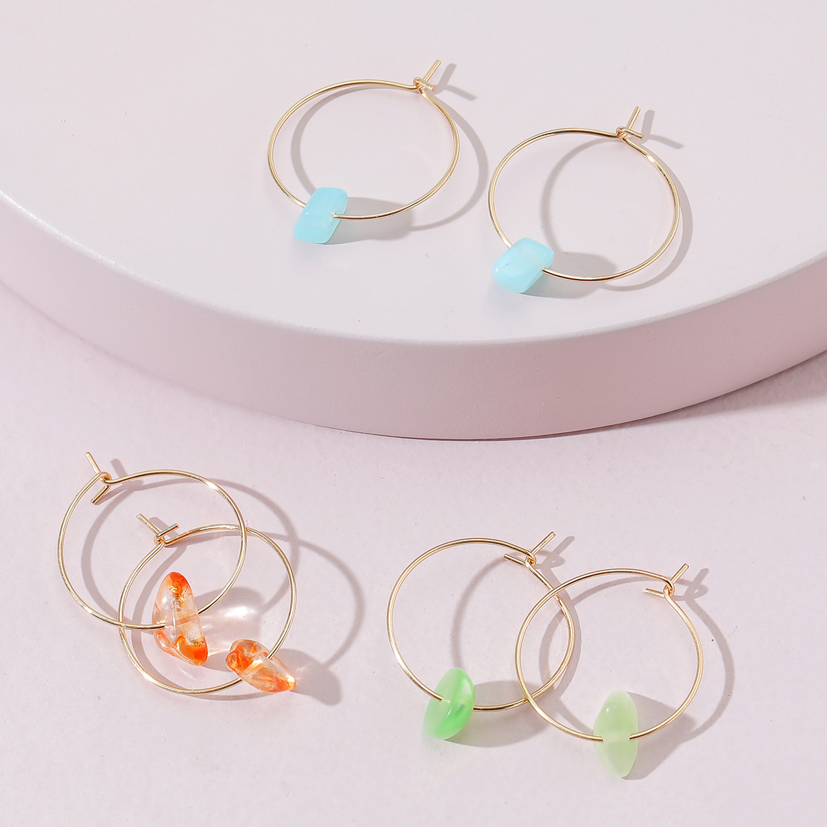 Fashion Jewelry Wholesale Simple Thin Hoop Earrings Rough Earrings Set display picture 1