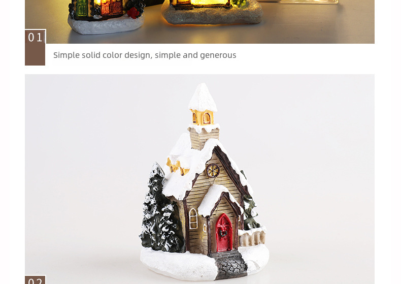 Cross-border New Christmas Decorations Resin Small House Micro Landscape Resin House Christmas Creative Luminous Small House_voghion.com