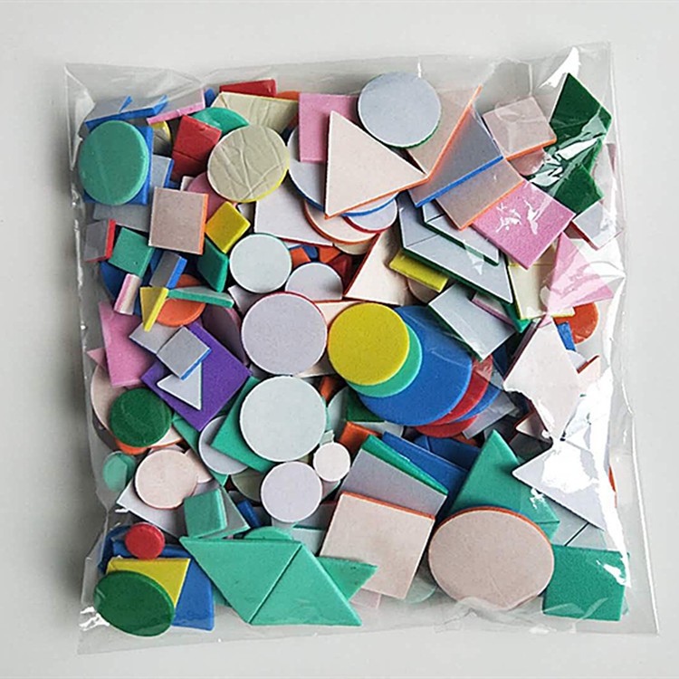 Fábrica al por mayor colorido EVA inteligencia desarrollo juguetes Ilustración Collage 1000 unidades con adhesivo cognitivo figura geométrica