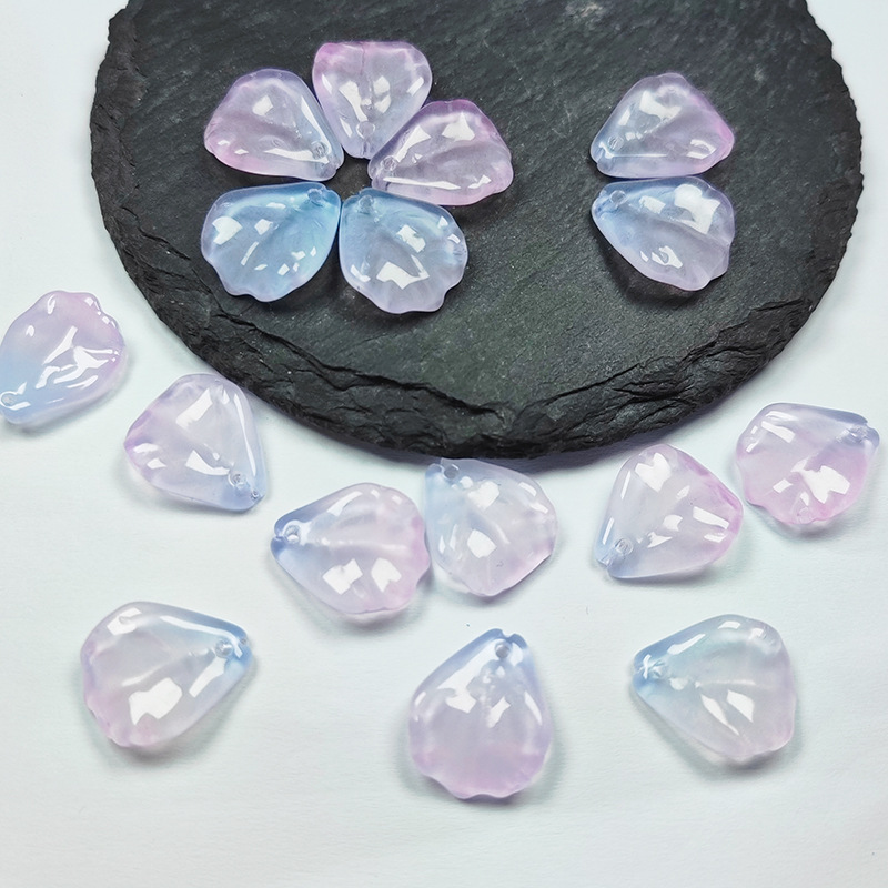 Carnation Petal Glass Beads 15x18mm Thick Glass Beads DIY Handmade Ancient Style Hairpin Making Material