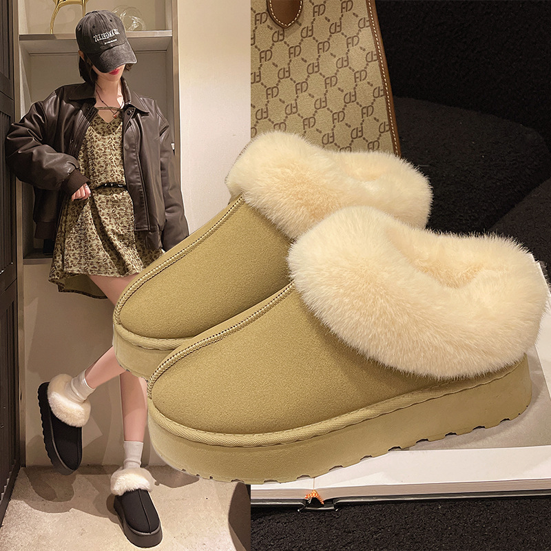 Stivali da neve caldi con suola spessa da donna, pelliccia calda e spessa, scarpe comode e soffici_voghion.com