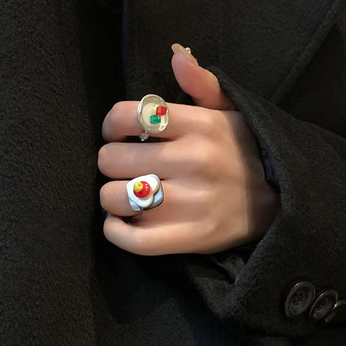 Multi-element Retro Beaded Ring for Women - Trendy, Light Luxury, Unique Design, Index Ring, Cool Style, Elastic Stackable Finger Ring