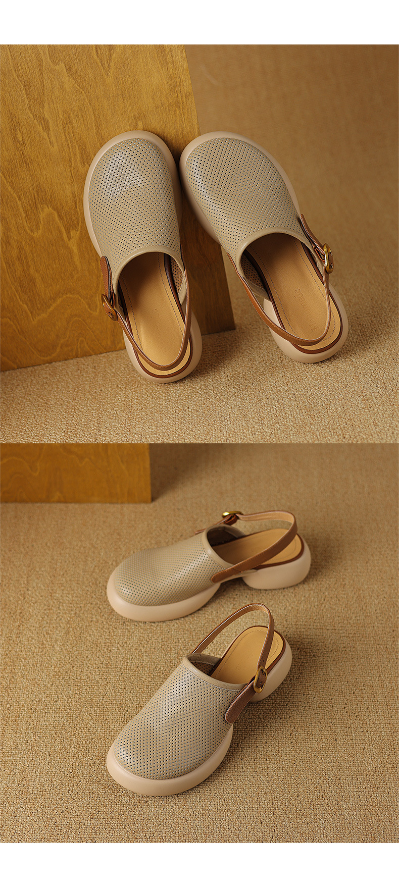 Sandal nữ đế dày mũi kín quai chữ V buộc dây phong cách thể thao — màu trắng ngà chi tiết 16