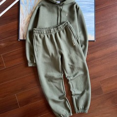 秋海外爆款NK联名碧梨套装 跨境钩子印花休闲宽松情侣连帽运动服