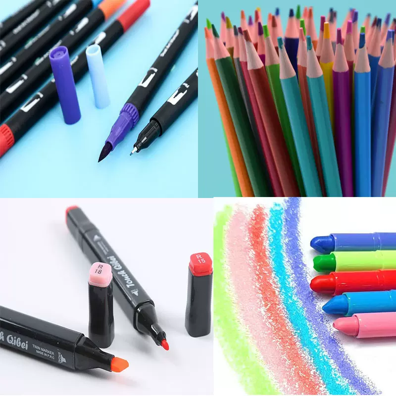散装儿童填色炫彩棒可旋转不脏手水彩马克勾线彩色铅笔彩铅水彩笔