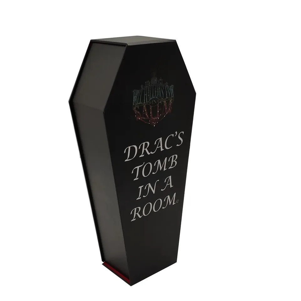 棺材翻盖纸盒礼盒厂家色丁布内衬异形盒子纸板包装盒