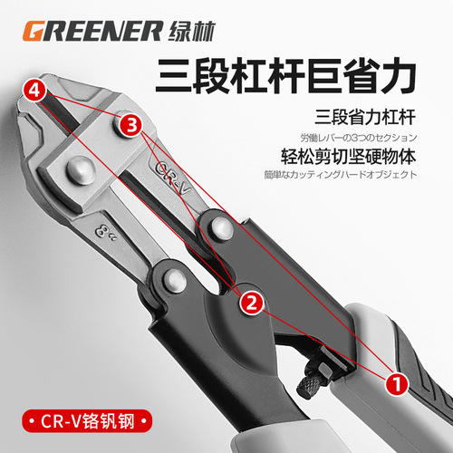 Green forest hawk-beak bolt cutters cut and lock steel wire wire large pliers to vigorously destroy imported labor-saving steel bar cutting pliers