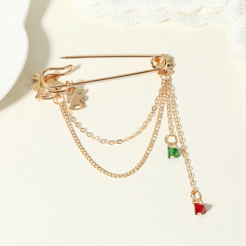 Christmas Series Fashion Alloy Brooch Cartoon Dripping Bell Tassel Sweater Chain Pin display picture 5