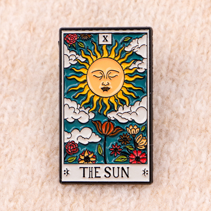 Sun Tarot Card Brooch Cartoon Metal Badge Creative Bag Jewelry Medal Clothing Brooch Personalized Accessories
