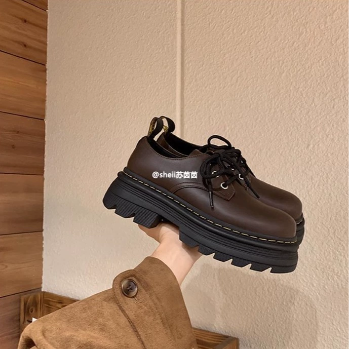 Ботинки Martens, на высокой платформе pony, обувь для отдыха, кожаная обувь, туфли из натуральной кожи
