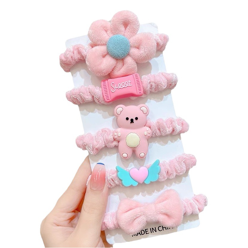 Otoño e invierno leche café flor pelo cuerda pelo banda chica lindo tocado niños pelo cuerda alta elástica lazo banda de goma del pelo