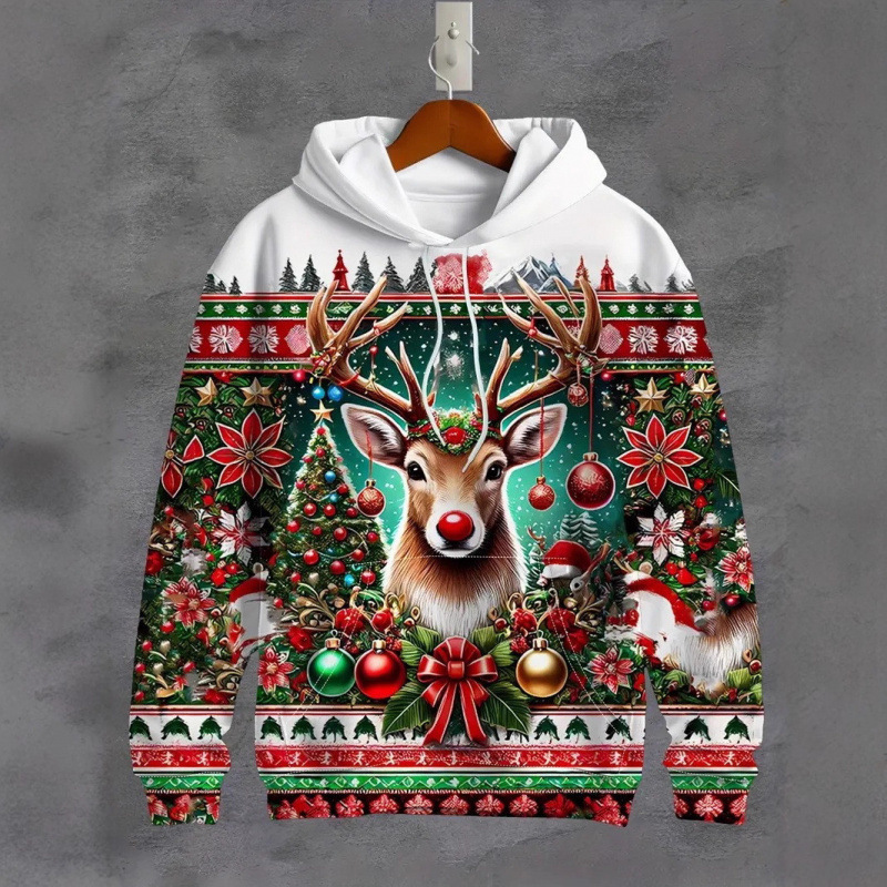 Amazon Aliexpress Christmas New 3D Printed Hooded Sweatshirt Men's Sweatshirt Cross-Border Export Wholesale