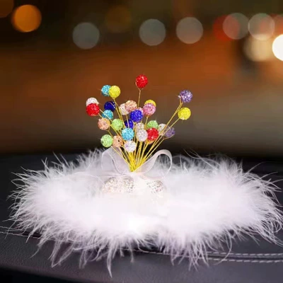 diamond-embedded aromatherapy starry car Other Automotive Interior Supplies - colorful-camellia-wool-pad
