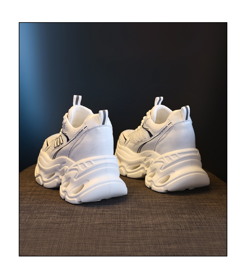 Giày sneaker cao gót nữ đế xuồng platform tăng chiều cao 10.5 cm — màu trắng, màu xám chi tiết 19