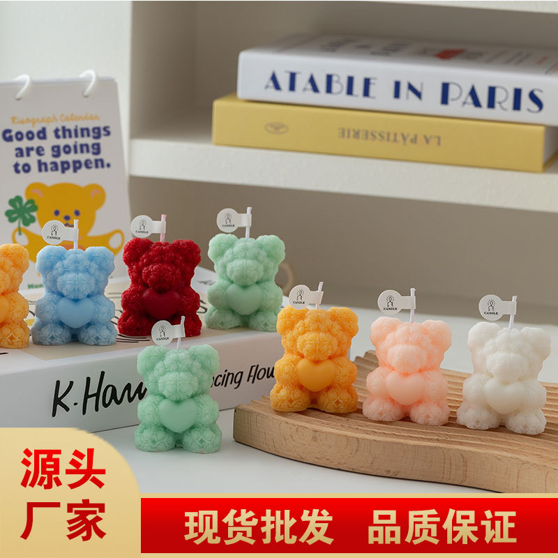 Love Rose Bear Velas de aromaterapia Lindo Festival de Tanabata Regalos creativos Atmósfera de aromaterapia Recuerdos Adornos decorativos