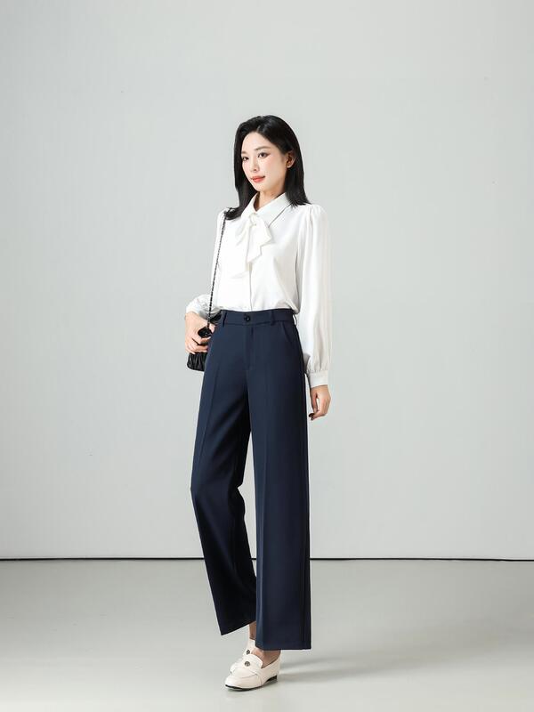 艾轩 黑色宽松显痩阔腿裤2025裤子女款夏薄款通勤垂感西装裤女|undefined