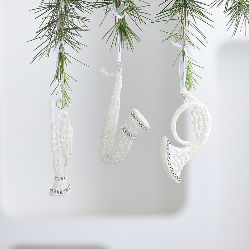 Colgante acrílico blanco polvo brillante colgante de Navidad pequeña estrella explosiva instrumento pequeño colgante de nieve decoración de Navidad