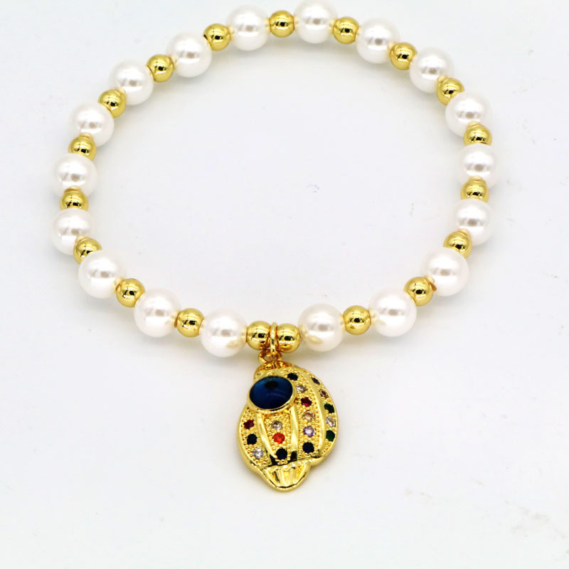 Devil's Eye, Heart Shape Pattern Simple Style Devil's Eye Heart Shape Imitation Pearl Copper Zircon 18K Gold Plated Women's Bracelets