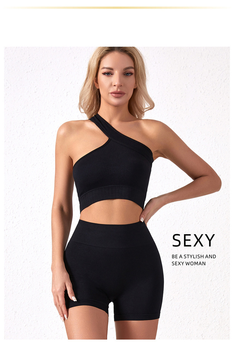 New Sports Vest Women's High Strength Shockproof Underwear Belly-lifting Shorts Split Fitness Yoga suit_voghion.com