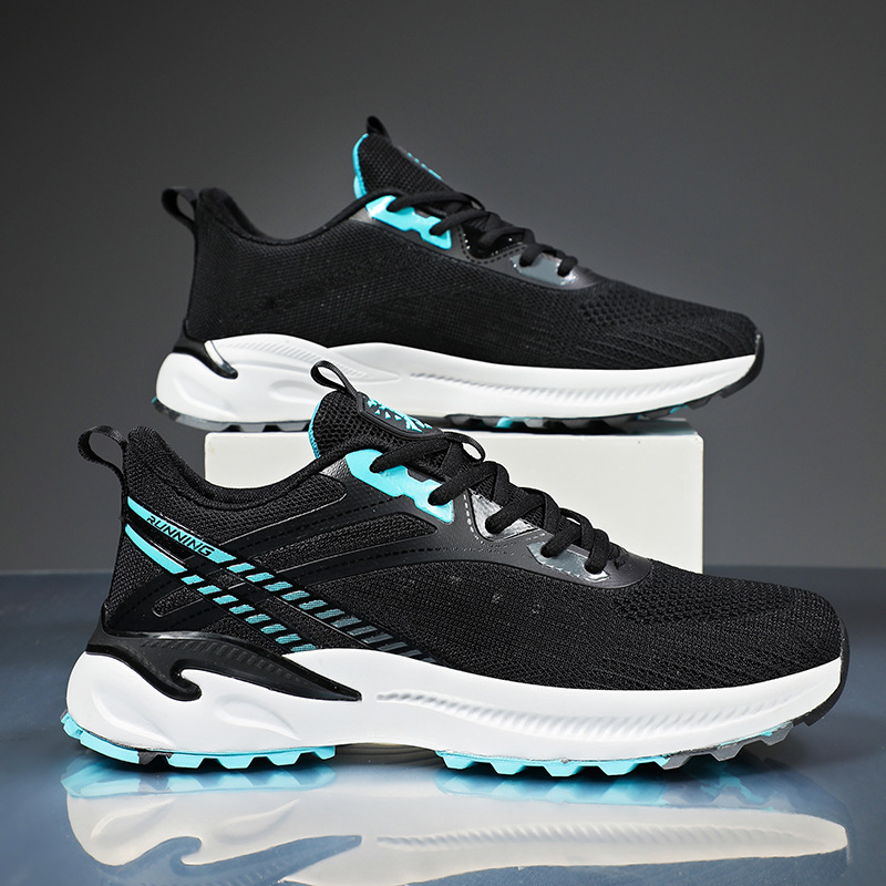 Calzado deportivo de talla grande para hombre, zapatos para correr de tejido volador transpirables de otoño e invierno, zapatos para correr ultraligeros de otoño para estudiantes de secundaria