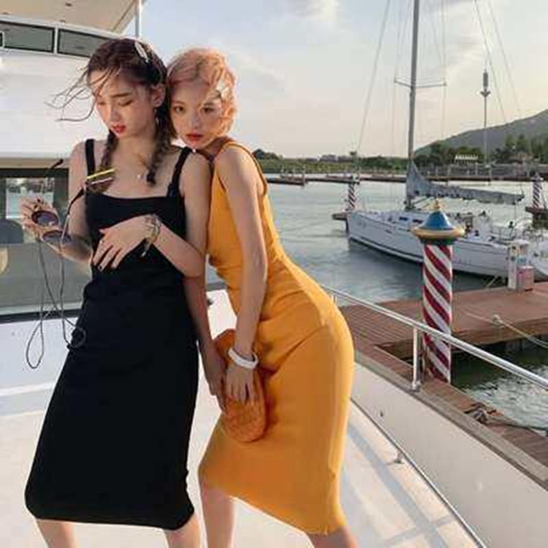 2023 Summer Women's Slim-fit Slimming Sheath Waist Short Long and Short Stretch Strap Venus Dress