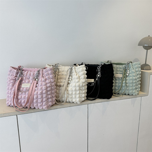 Gentle and fashionable pleated large-capacity handbag  summer new style single shoulder armpit bag tote bag for women