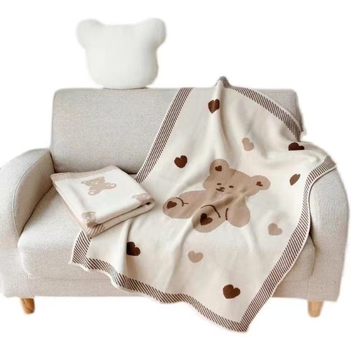 韩国ins风儿童秋冬毛毯 宝宝推车保暖针织毛毯 午睡毯空调被盖毯