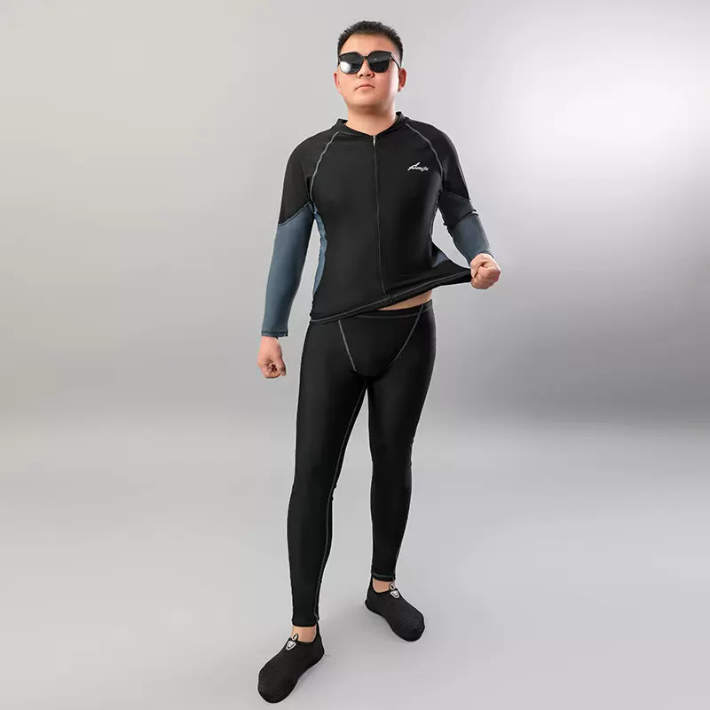 游泳衣男士训练游泳服成人分体大码泳裤长袖防晒套装沙滩男游泳衣