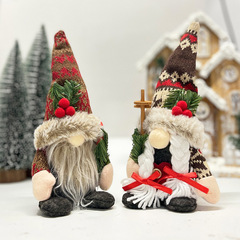 クリスマス人形装飾品ニット帽抱松枝ルドルフ人形小人無顔人形人形人形飾り