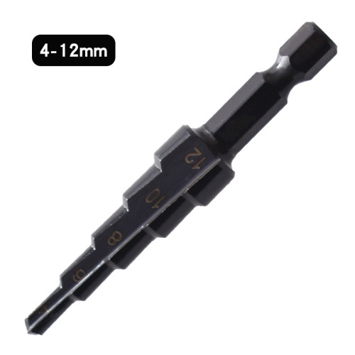 Hexagonal handle step drill hand electric drill reaming tool black straight groove drill bit set multi-functional drilling pagoda drill bit