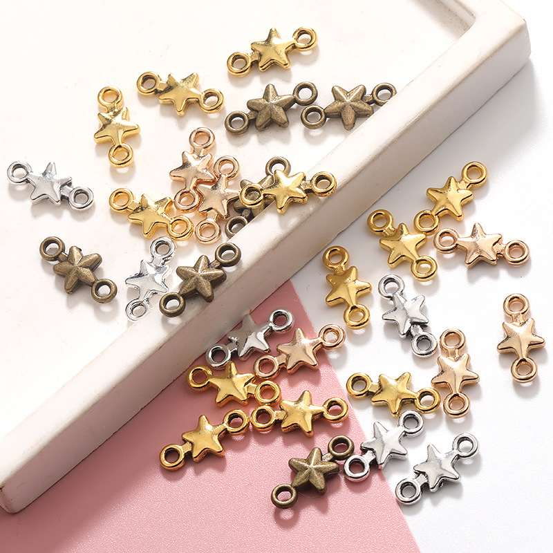 5 Colors 14*7mm Alloy Double Hanging Solid Star Pendant DIY Handmade Jewelry Accessories Factory Direct Sale