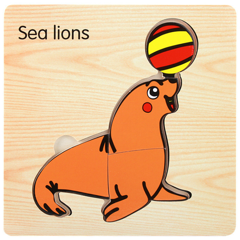 Nuevo rompecabezas tridimensional de madera de mano tráfico animal marino Ilustración cognición rompecabezas infantil juguete de rompecabezas de educación temprana