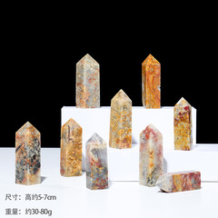 Natural Crystal Ore Crazy Agate Polished Four-Edged Single Point Column Desk Decor Crystal Energy Ornament Wholesale