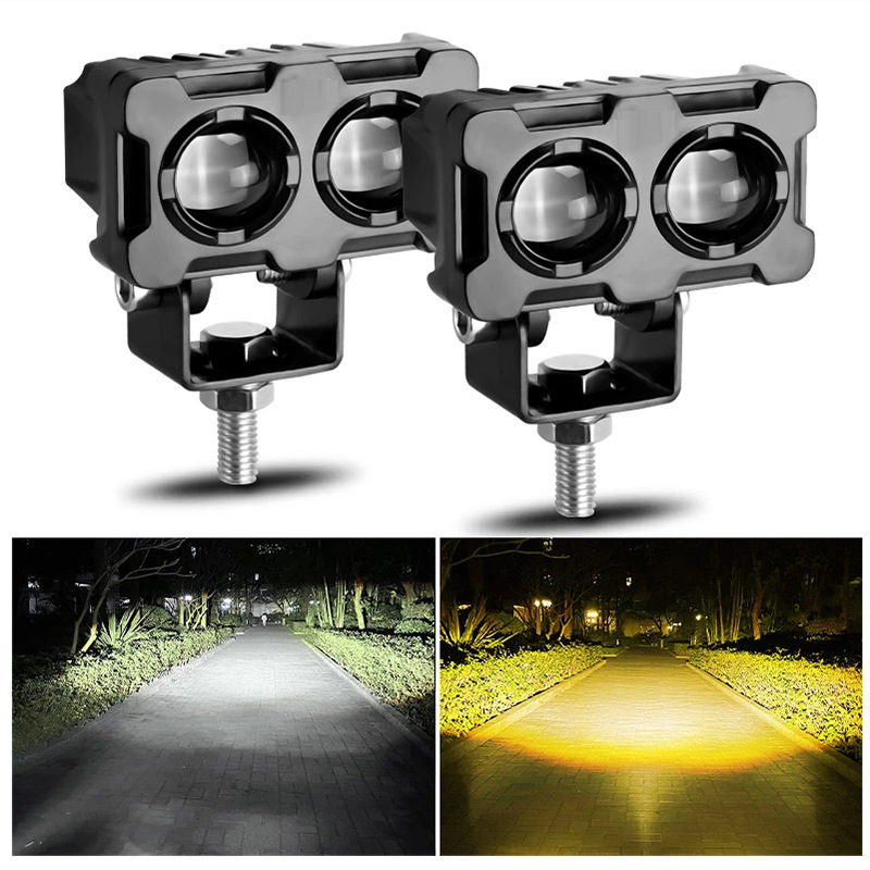 Focos para Motocicletas al por Mayor, Faros LED para Vehículos Eléctricos, Focos LED Externos de Doble Color con Luz Alta y Baja Integrada