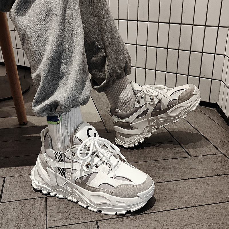 Dad's thick soles, raised height, men's casual sports board shoes, breathable and versatile trendy_voghion.com