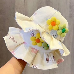 Children's Hat Sunflower Baby Large Brim Sun Hat Versatile Spring Summer Thin Fisherman Hat Girl Child Autumn Sun Protection Hat