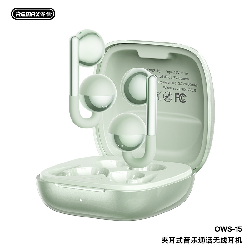 Remax新款耳夹式蓝牙耳机ENC降噪蓝牙耳机ows无线通话音乐耳机6.0|undefined