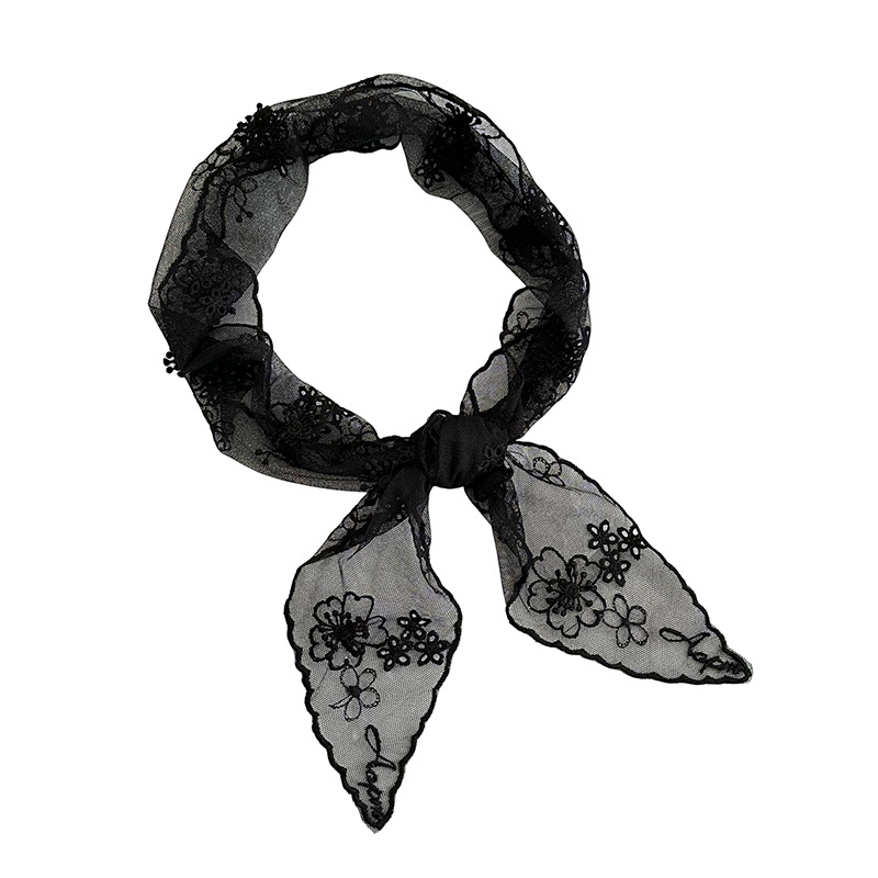 Pañuelo de seda de encaje de alta calidad nuevo pañuelo de flores bordado de color sólido, pañuelo en la cabeza multiusos, cinturón para el cabello, bolso atado, sombrero, pañuelo de seda